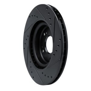 Honda CR-V Brake Rotor (1) - Front Left - R1 Concepts - Drilled & Slotted - Black - `12-`16